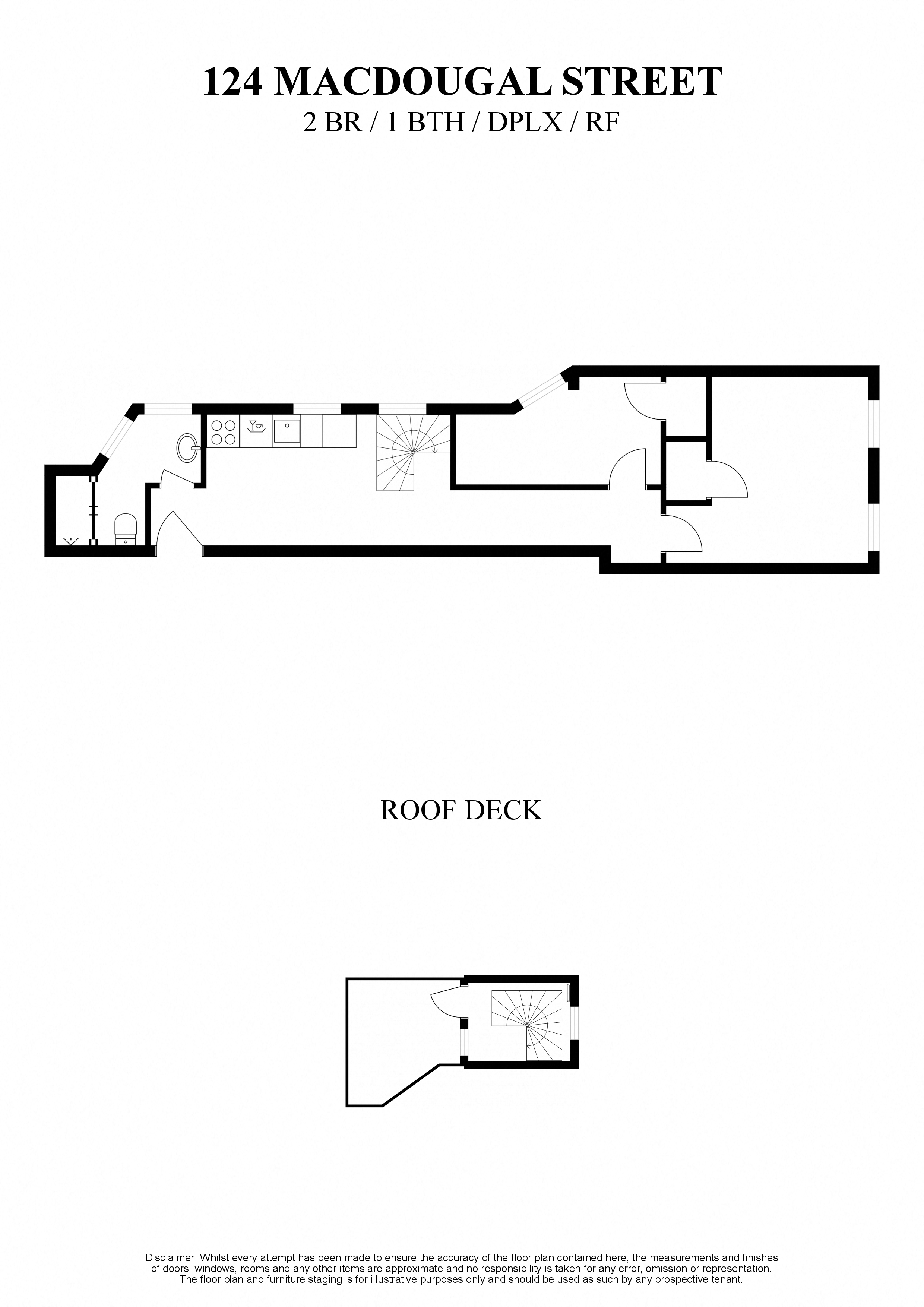Floor plan for 2 beds, 1 bath